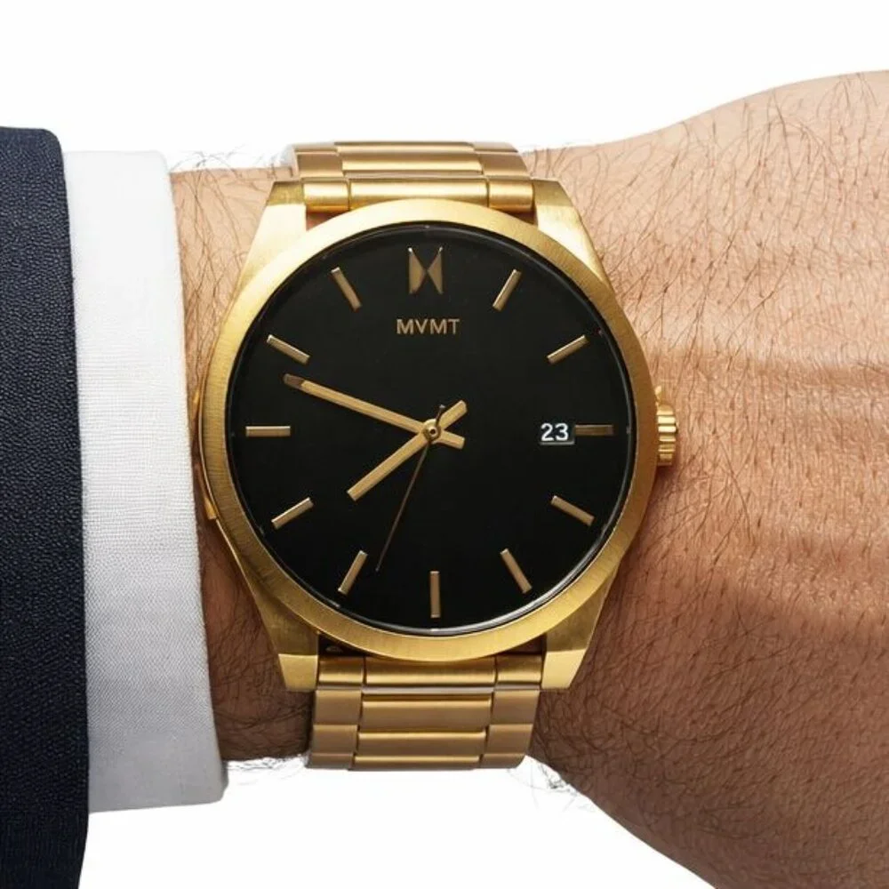 MVMT‎ Aether Gold Tone 43mm Analog Watch 28000037-D Needs Battery Replacement